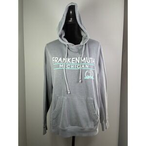 Women's Small Frankenmuth Michigan Souvenir Hoodie Sweatshirt Gray & Seafoam